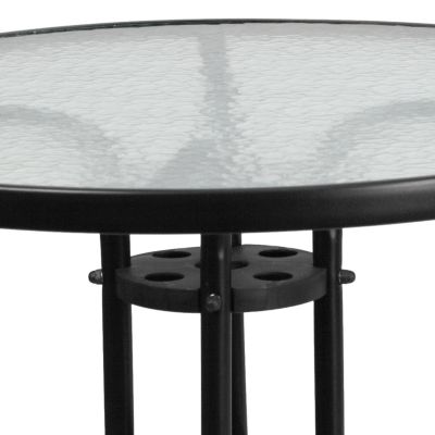 Image showing 5 th Flash Furniture Round Tempered Glass Metal Table, 31.5 in. x 28 in.