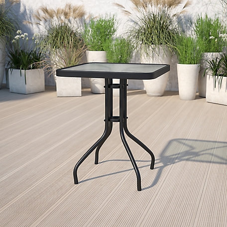 Flash Furniture Square Tempered Glass Metal Table, 23.5 in.