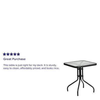 Image showing  Square Tempered Glass Metal Table, 23.5 in.