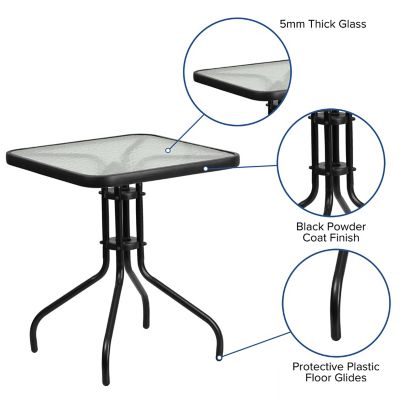 Image showing  Square Tempered Glass Metal Table, 23.5 in.