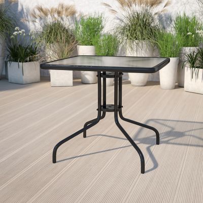 Flash Furniture Square Tempered Glass Metal Table, 31.5 in.