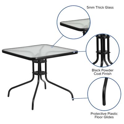 Image showing  Square Tempered Glass Metal Table, 31.5 in.