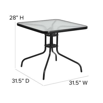 Image showing  Square Tempered Glass Metal Table, 31.5 in.