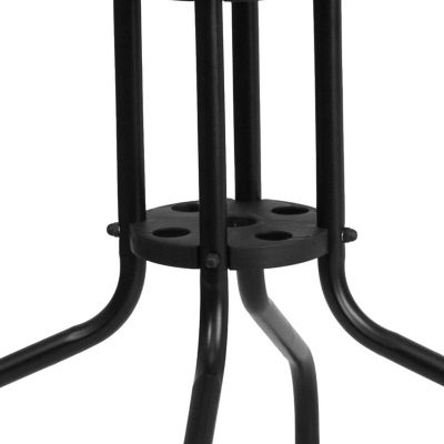 Image showing 6 th Flash Furniture Square Tempered Glass Metal Table with Black Rattan Edging, 28 in.