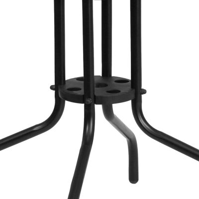 Image showing 6 th Flash Furniture 28 in. Tempered Glass Metal Square Patio Table with Gray Rattan Edging for 4 People