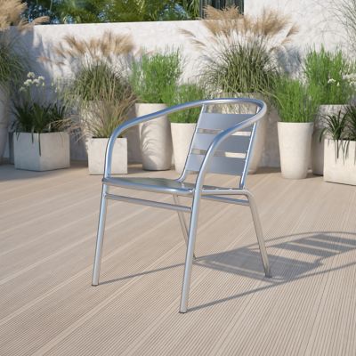 Flash Furniture Heavy-Duty Commercial Aluminum Indoor/Outdoor Restaurant Stack Chair with Triple Slat Back, 24 x 22 x 29 in.