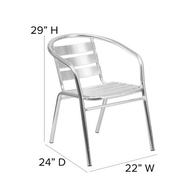 Image showing 5 th Flash Furniture Heavy-Duty Commercial Aluminum Indoor/Outdoor Restaurant Stack Chair with Triple Slat Back, 24 x 22 x 29 in.