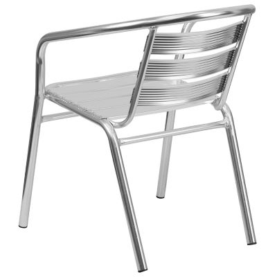 Image showing 6 th Flash Furniture Heavy-Duty Commercial Aluminum Indoor/Outdoor Restaurant Stack Chair with Triple Slat Back, 24 x 22 x 29 in.