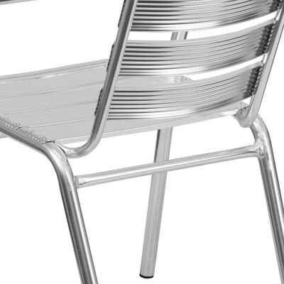 Image showing 7 th Flash Furniture Heavy-Duty Commercial Aluminum Indoor/Outdoor Restaurant Stack Chair with Triple Slat Back, 24 x 22 x 29 in.