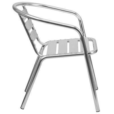 Image showing 8 th Flash Furniture Heavy-Duty Commercial Aluminum Indoor/Outdoor Restaurant Stack Chair with Triple Slat Back, 24 x 22 x 29 in.
