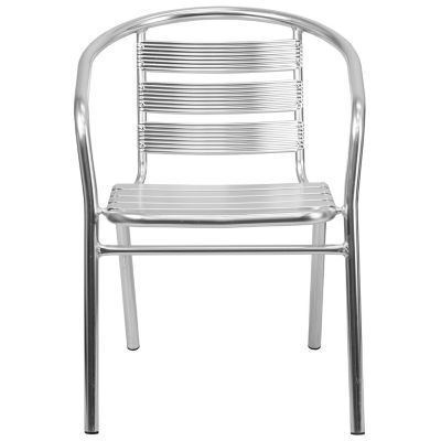 Image showing 9 th Flash Furniture Heavy-Duty Commercial Aluminum Indoor/Outdoor Restaurant Stack Chair with Triple Slat Back, 24 x 22 x 29 in.