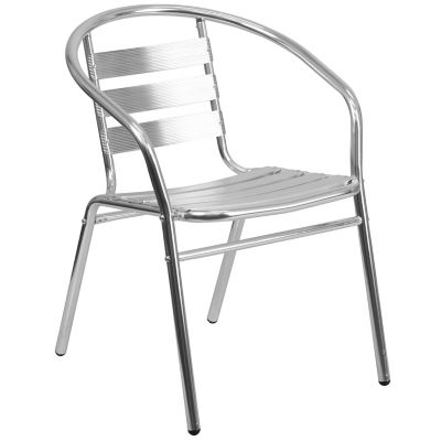 Image showing  3 pc. Round Aluminum Indoor/Outdoor Bistro Set with 2 Slat Back Chairs, 23.5 in. x 27.5 in.