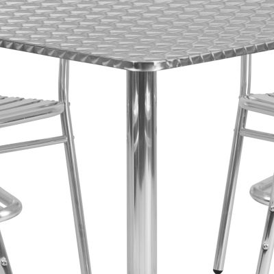 Image showing 7 th Flash Furniture 5 pc. Square Aluminum Indoor/Outdoor Table Set with 4 Slat Back Chairs, 31.5 in.