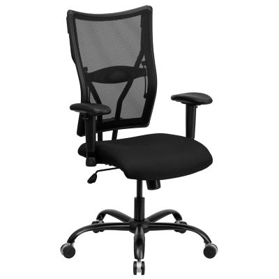 Flash Furniture HERCULES Series Big and Tall Mesh Executive Swivel Chair with Adjustable Arms, Black, 400 lb. Capacity