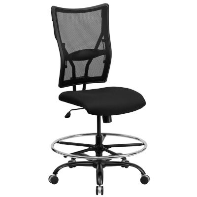 Flash Furniture HERCULES Series Big and Tall Mesh Drafting Chair, Black, 400 lb. Capacity