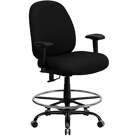 Flash Furniture HERCULES Series Big and Tall Executive Desk Swivel Drafting Chairs, Black, 400 lb. Capacity, WL715MGBKAD