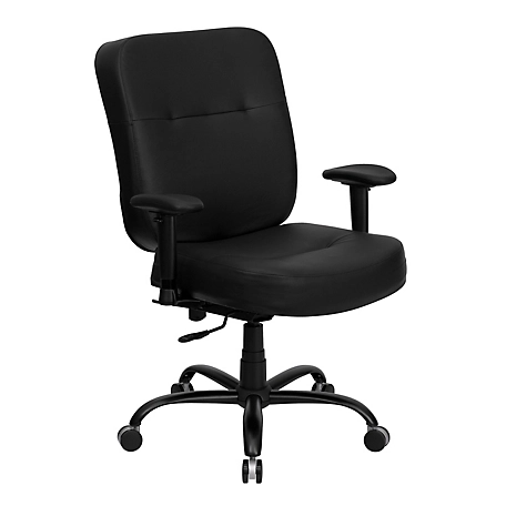 Flash Furniture HERCULES Series Big and Tall Leather Executive Swivel Chair with Steel Base, Black, 400 lb. Capacity