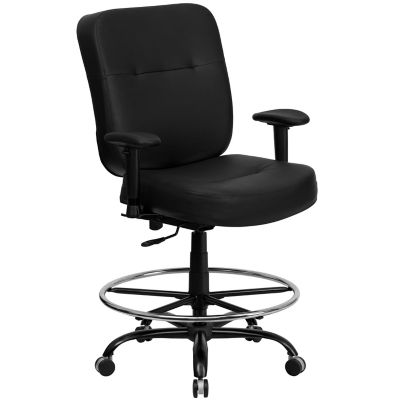 Flash Furniture HERCULES Series Big and Tall Executive Desk Swivel Drafting Chairs, Black, 400 lb. Capacity, WL735SYGBKLEAAD