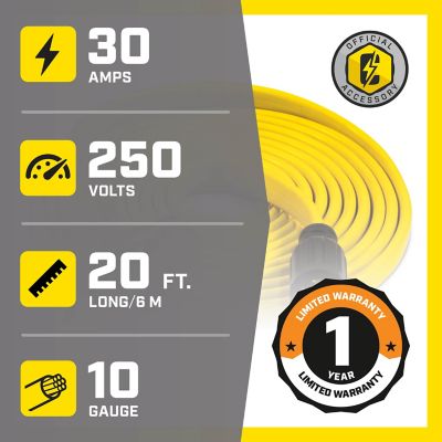 Image showing  20 ft. 125/250V 30A Fan-Style Flat Generator Extension Cord, L14-30P to Four 5-20R