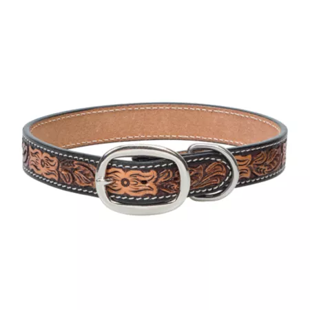 Weaver Leather Floral Tooled Dog Collar Dog Basic Collars