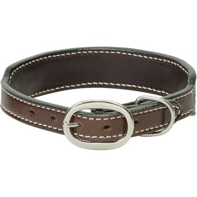 Image showing  Beaded Basketweave Leather Dog Collar, 0.75 in., Dark Brown