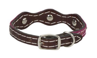 Image showing  Vintage Paisley Leather Dog Collar, 5/8 in., Rich Brown
