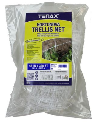Tenax 4 ft. x 328 ft. Hortonova Trellis Netting, White, 5.9 in. x 5.9 in. Mesh