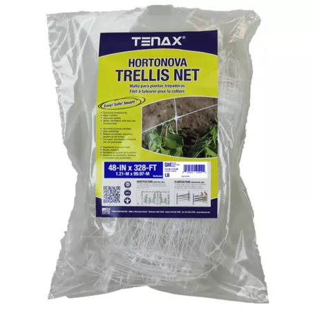 Tenax Hortonova 328 ft x 4 ft White Trellis Netting 5.9 in x 5.9 in Mesh Garden Fencing