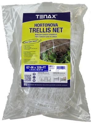 Tenax 67 in. x 328 ft. Hortonova Trellis Netting, White, 5.9 in. x 6.7 in. Mesh