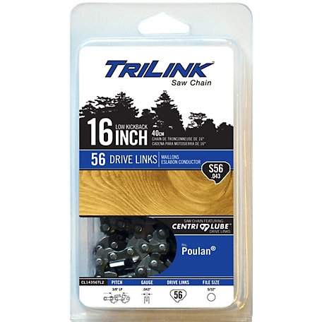 TriLink Saw Chain 16 in. 56 Link Semi Chisel Chainsaw Chain, CL14356TL2