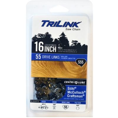 TriLink Saw Chain 16 in. Semi-Chisel Chainsaw Chain, 3/8 in. Pitch, 0.050 in. Gauge, 55 Drive Links