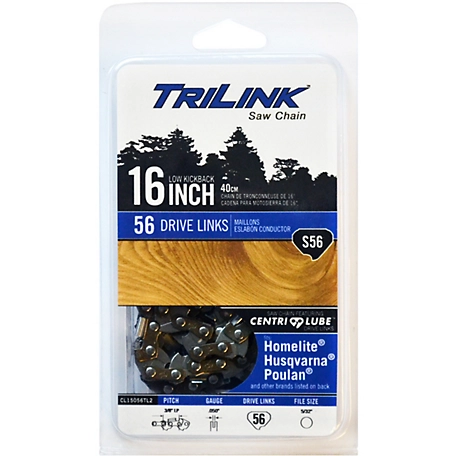 TriLink Saw Chain 16 in. 56 Link Semi Chisel Chainsaw Chain, CL15056TL2