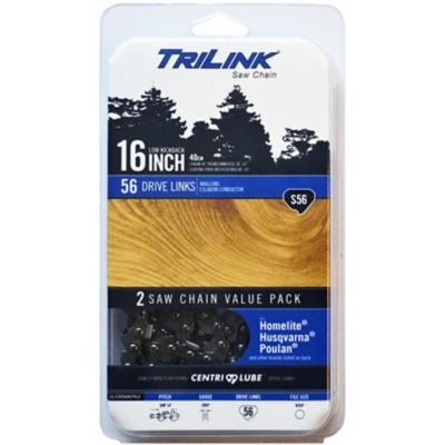 TriLink Saw Chain 16 in. 56 Link Semi Chisel Chainsaw Chains, 2-Pack