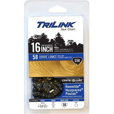 TriLink Saw Chain 16 in. Semi-Chisel Chainsaw Chain, 3/8 in. Pitch, 0.050 in. Gauge, 58 Drive Links