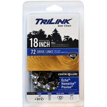 TriLink Saw Chain 18 in. 72 Link Full Chisel Chainsaw Chain, CL75072TL2