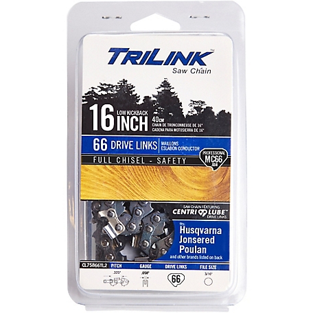 TriLink Saw Chain 16 in. 66 Link Full Chisel Chainsaw Chain