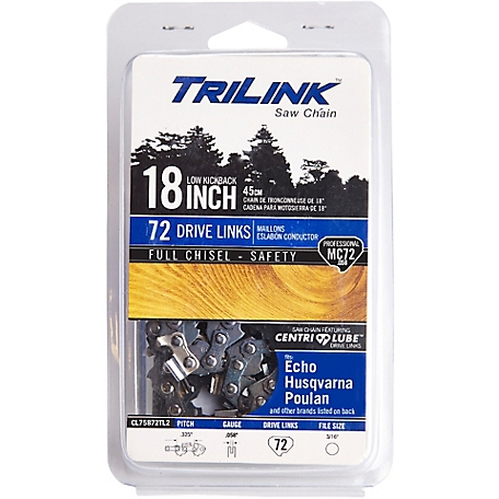 TriLink Saw Chain 18 in. 72 Link Full Chisel Chainsaw Chain, CL75872TL2