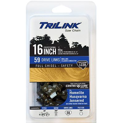 TriLink Saw Chain 16 in. Full-Chisel Chainsaw Chain, 3/8 in. Pitch, 0.050 in. Gauge, 59 Drive Links
