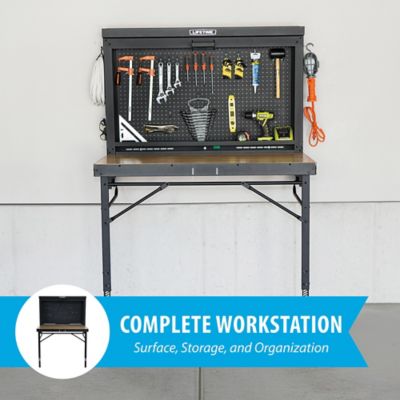 Image showing 6 th Lifetime 47 in. x 23.3 in. x 33.7-42.3 in. Wall-Mounted Work Table