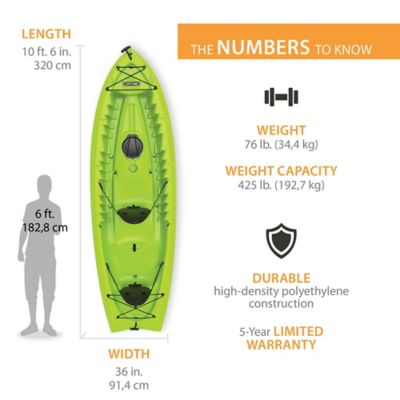 Lifetime 10 ft. 6 in. Kokanee Tandem Sit-on-Top Kayak, Lime Green