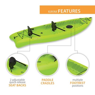 Lifetime 10 ft. 6 in. Kokanee Tandem Sit-on-Top Kayak, Lime Green