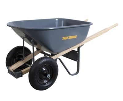 True Temper 6 cu. ft. Ames Dual Wheelbarrow with Steel Tray and Wood Handle, 27 x 25 x 60 in.