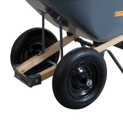 Image showing  6 cu. ft. Dual Wheelbarrow with Steel Tray and Wood Handle, 27 in. x 25 in. x 60 in.