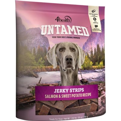 4health Untamed Salmon and Sweet Potato Recipe Jerky Strips Dog Treats, 25 oz.