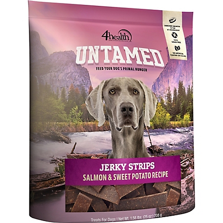 4health Untamed Salmon and Sweet Potato Recipe Jerky Strips Dog Treats, 25 oz.