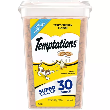 Temptations Classic Crunchy and Soft Chicken Flavored Cat Treats 30 oz Tank Cat Crunchy Treats