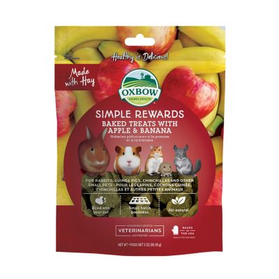 Oxbow Animal Health Simple Rewards Baked Small Pet Treats with Apple and Banana