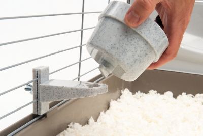 Image showing  10 oz. Quick-Lock Cage Crock Plastic Small Animal Feeder