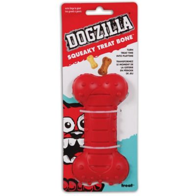 Dogzilla Squeaky Treat Bone Dog Chew Toy, Large