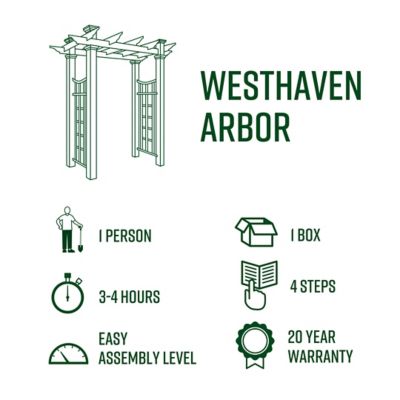 Image showing  57 in. x 24 in. x 88 in. Westhaven Vinyl Arbor, White